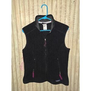 Patagonia Synchilla Full Zip Black Fleece Vest Jacket Size M Women